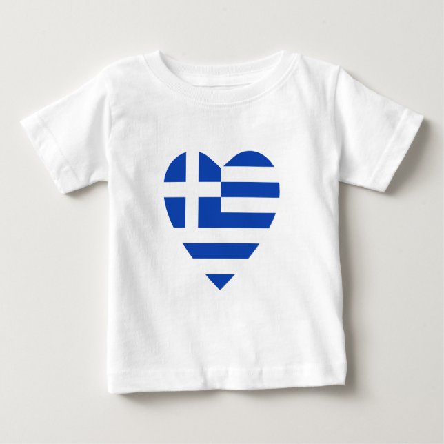Greece Flag Heart T-Shirt (Front)
