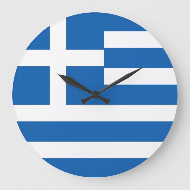 Greece Flag Large Clock (Front)