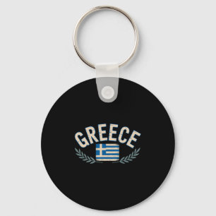 Greece Flag Laurel Wreath Travel Souvenir Greek Key Ring
