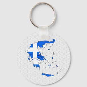 Greece Flag Map full size Key Ring