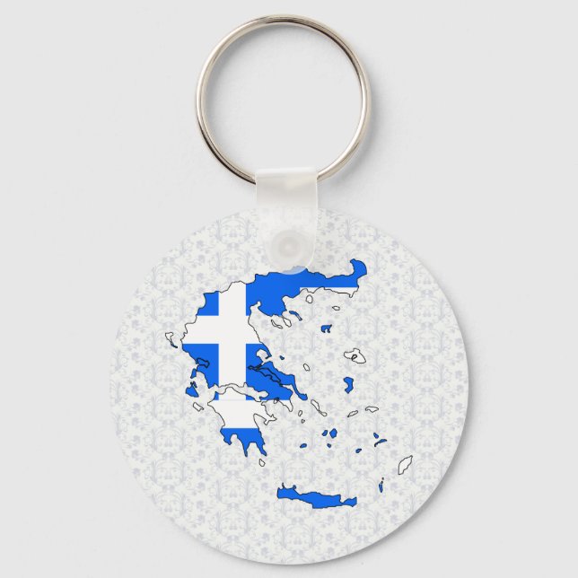 Greece Flag Map full size Key Ring (Front)