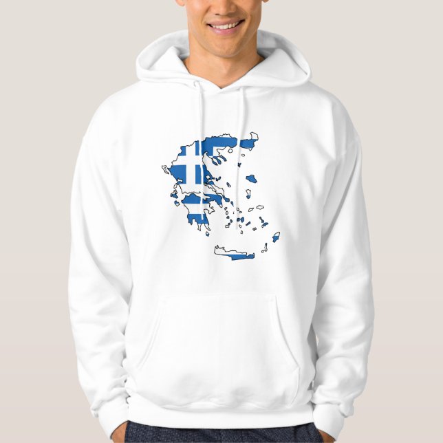 Greece Flag Map GR Hoodie (Front)