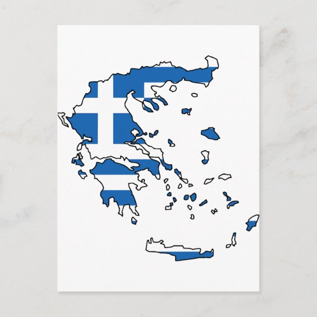 Greece Flag Map GR Postcard (Front)