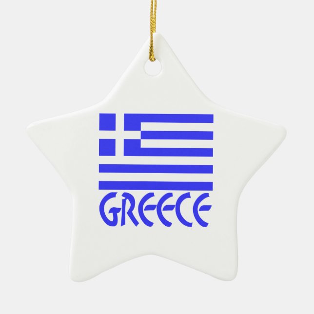 Greece Flag & Name Ceramic Ornament (Front)