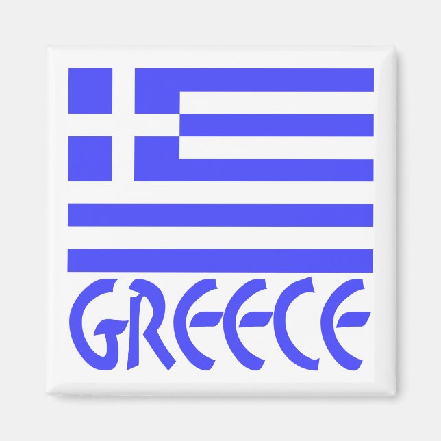 Greece Flag & Name Magnet (Front)