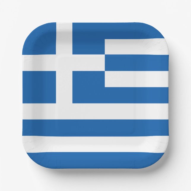 Greece Flag Paper Plate (Front)