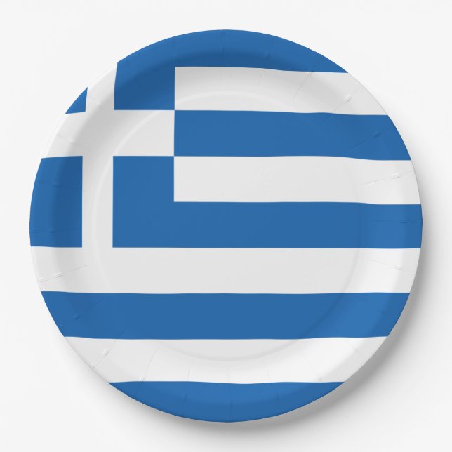 Greece Flag Paper Plate (Front)
