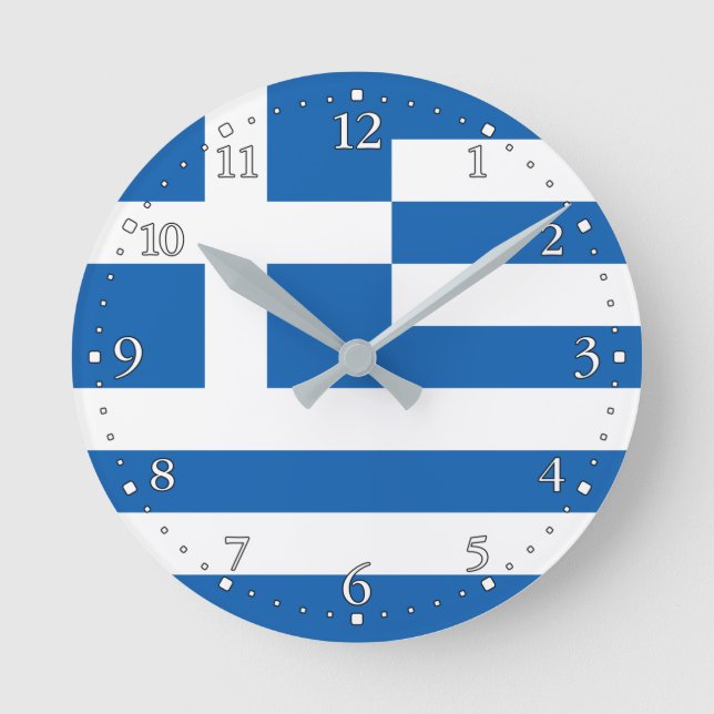 Greece Flag Round Clock (Front)