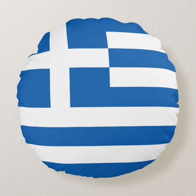 Greece Flag Round Cushion (Front)