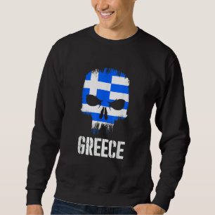 Greece Flag Skull Greek Pride Patriotic Sweatshirt
