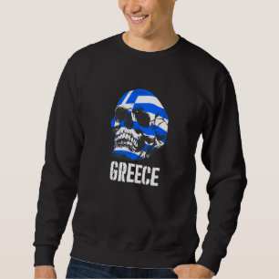 Greece Flag Skull Greek Pride Patriotic Sweatshirt