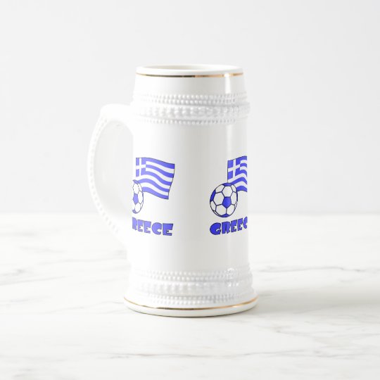 Greece Flag Soccer Ball Beer Stein