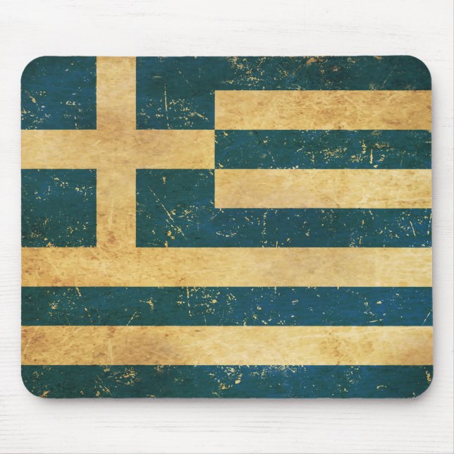 Greece Flag Vintage Grunge Design Mouse Pad (Front)