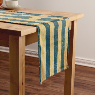 Greece Flag Vintage Grunge Design Short Table Runner