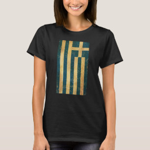 Greece Flag Vintage Grunge Women's Black T-Shirt