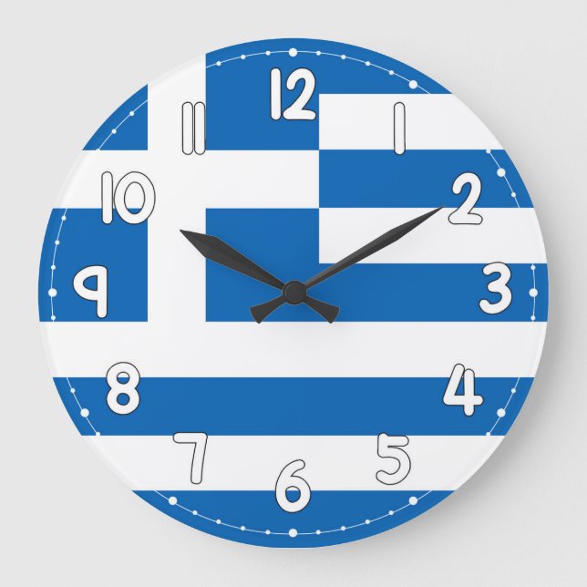 Greece Flag Wall Clock – Patriotic Greek Decor (Front)