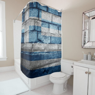 Greece flag wall shower curtain