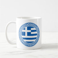 Greece Flag With Greek Key Pattern Design