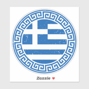 Greece Flag With Greek Key Pattern Distressed