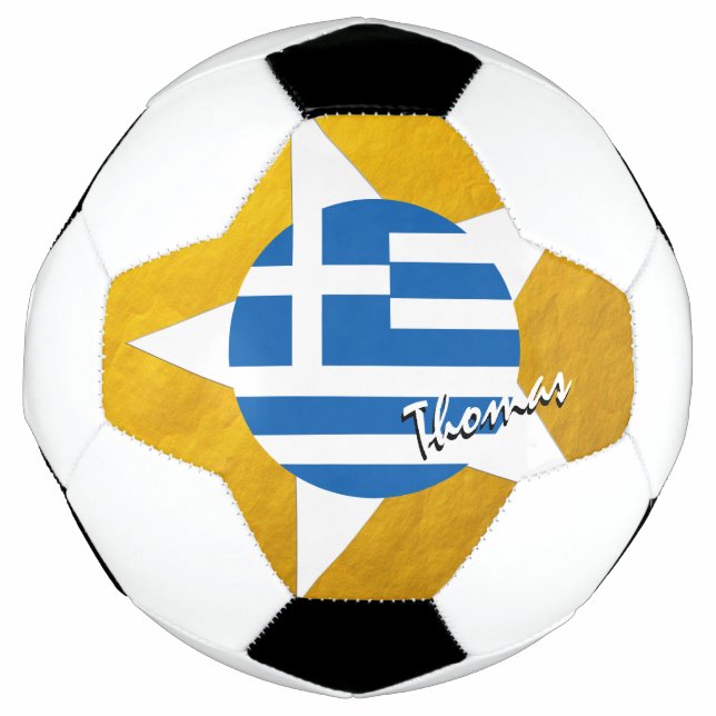 Greece Football & Gold Greek Flag Soccer Ball (Front)