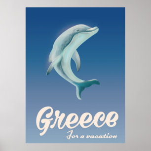 Greece for a vacation Dolphin travel poster