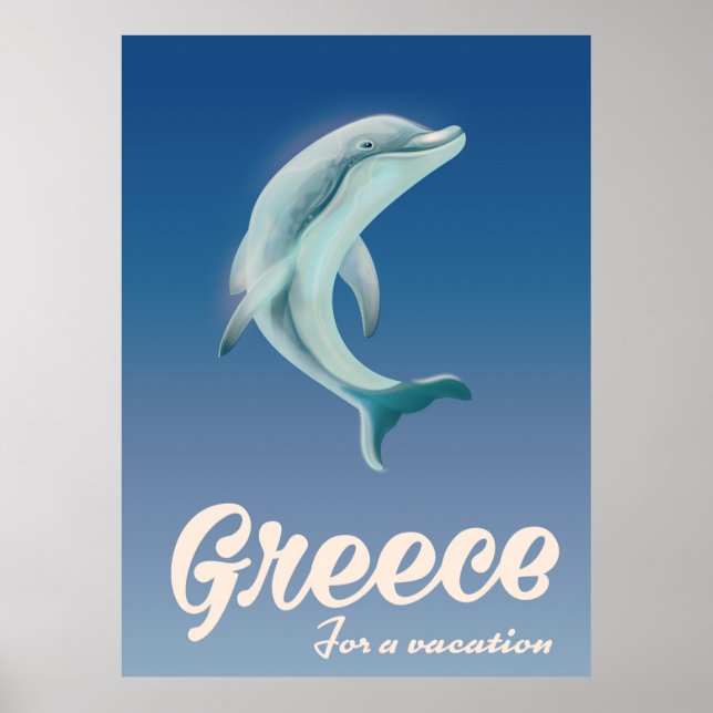 Greece for a vacation Dolphin travel poster (Front)