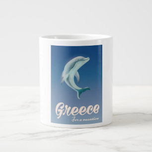Greece for a vacation Dolphin travel poster Large Coffee Mug