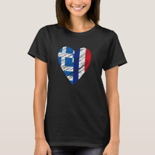 Greece France Heart French Flag Greek Flag Love He T-Shirt