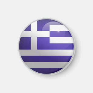 Greece Glossy Circle Flag Magnet