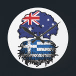Greece Greek Australian Australia Tree Roots Flag Round Clock<br><div class="desc">Show your pride in your Greek heritage and Australian identity. Your nationality is binational or one of your parents is from Greece or Australia? Show your roots.</div>
