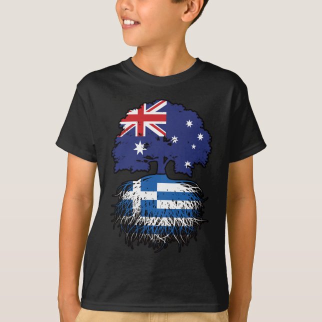 Greece Greek Australian Australia Tree Roots Flag T-Shirt (Front)