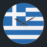 Greece (Greek) Flag Large Clock<br><div class="desc">Customisable World Flag Products - Please feel free to add your text.</div>