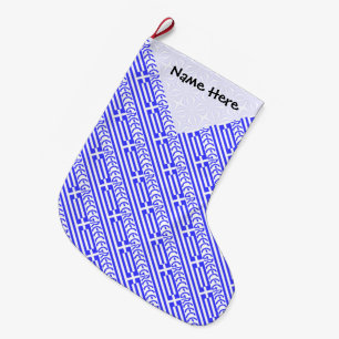 Greece Greek Flag Tiled Black Personalised  Large Christmas Stocking