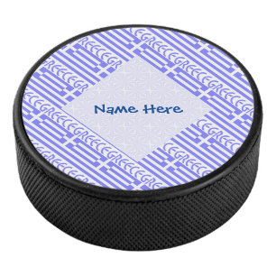 Greece Greek Flag Tiled Blue Personalisation Hockey Puck