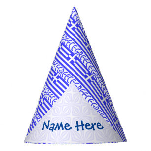 Greece Greek Flag Tiled Blue Personalisation Party Hat