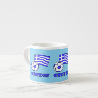 Greece Greek Flag with Soccer Ball Blue Background Espresso Cup
