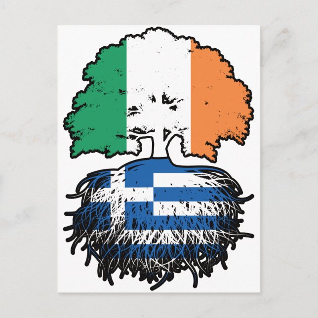 Greece Greek Irish Ireland Tree Roots Flag Postcard (Front)