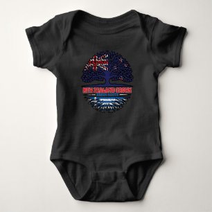 Greece Greek New Zealander New Zealand Tree Roots Baby Bodysuit