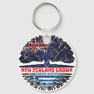 Greece Greek New Zealander New Zealand Tree Roots Key Ring