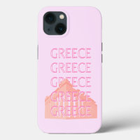 Greece, Greek Travel Art, Pastel Travel Art, Pink