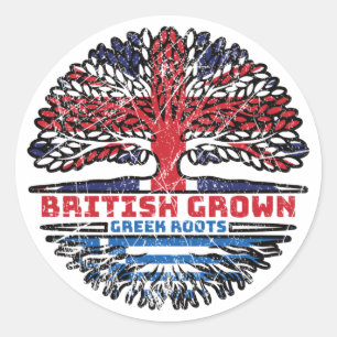 Greece Greek Uk United Kingdom British Tree Roots Classic Round Sticker