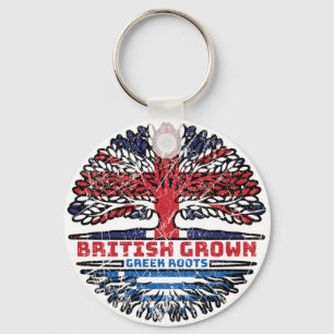 Greece Greek Uk United Kingdom British Tree Roots Key Ring
