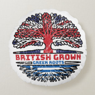 Greece Greek Uk United Kingdom British Tree Roots Round Cushion