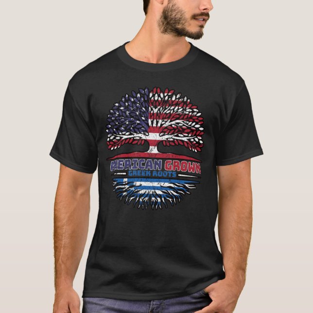 Greece Greek US American USA United States Tree T-Shirt (Front)