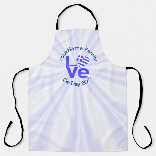 Greece Heart Flag Blue LOVE Personalised  Apron (Front)