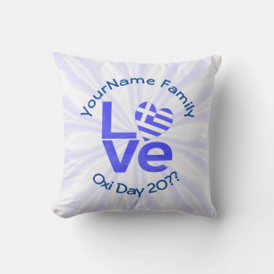 Greece Heart Flag Blue LOVE Personalised Cushion