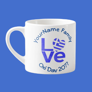 Greece Heart Flag Blue LOVE Personalised  Espresso Cup