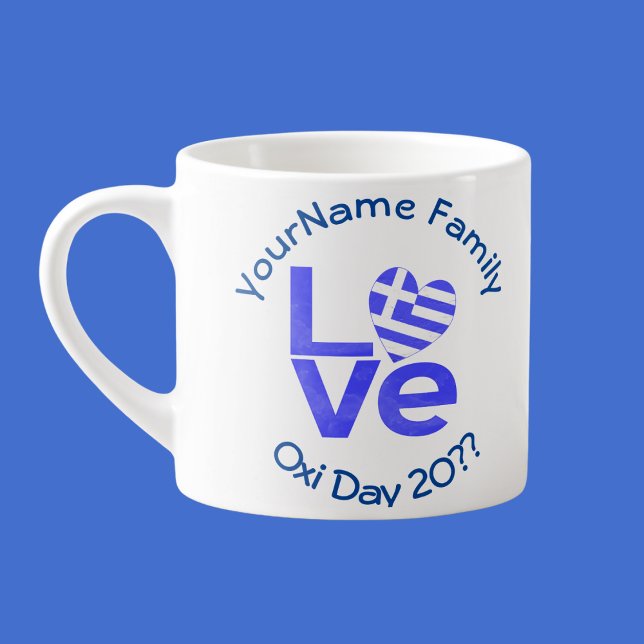 Greece Heart Flag Blue LOVE Personalised  Espresso Cup (Creator Uploaded)