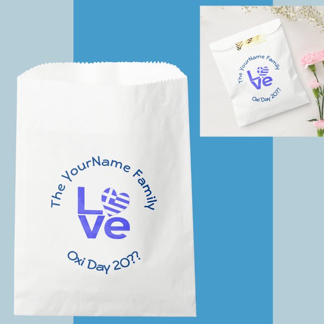 Greece Heart Flag Blue LOVE Personalised  Favour Bag (Creator Uploaded)