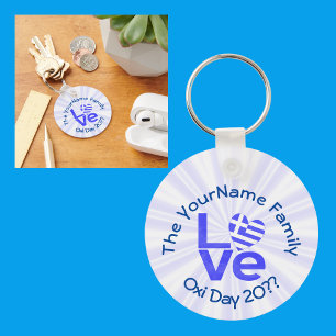 Greece Heart Flag Blue LOVE Personalised Key Ring